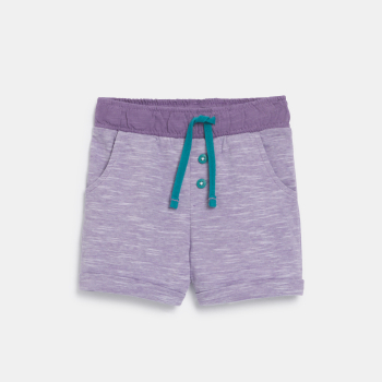 تيشيرت بطبعة المحيط وشورت محبوك فاخر باللون البنفسجي للأولاد الصغار